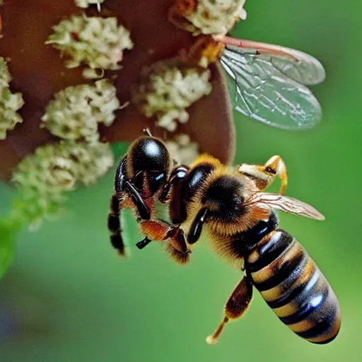 Prompt: Mark Zuckerberg being attacked by bees, colorized photo