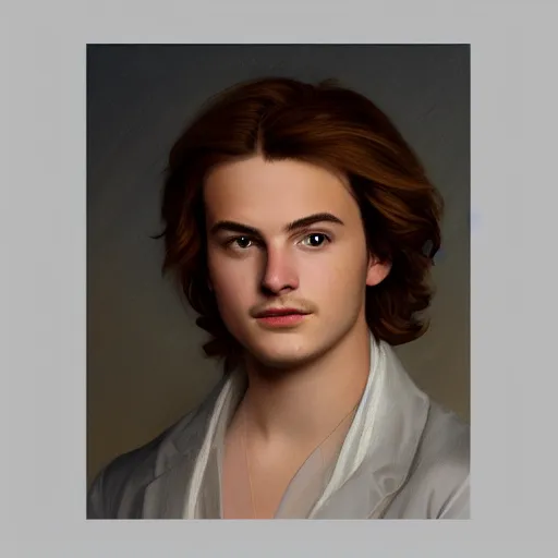 Image similar to a detailed portrait of Joe Keery in the style of Raphael, 8k, ornate, intricate