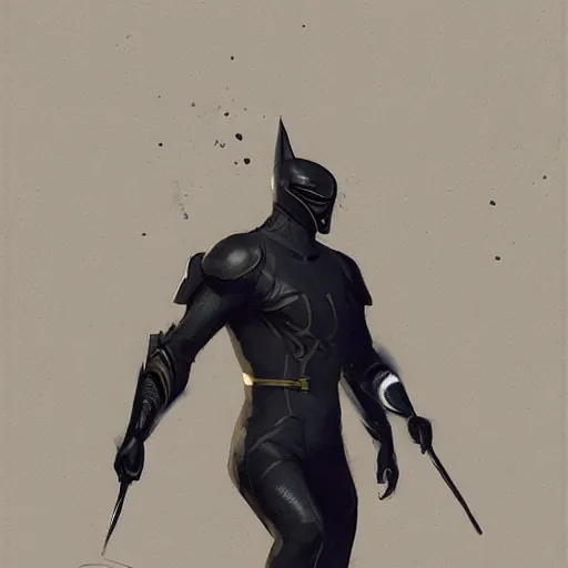 Image similar to a hero named rope man, his suit is black and blue and he has a bat like wing suit under it, mystic, concept art, artstation, greg rutkowski, reference sheet