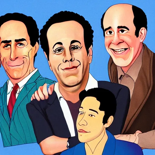 Prompt: the cast of seinfeld, by jeehyung lee