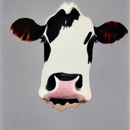 Prompt: cow, minimalistic, anime style, watercolor