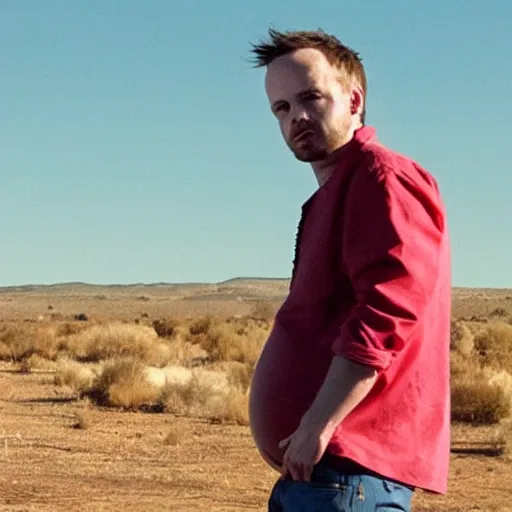 Prompt: jesse pinkman carressing walter white's pregnant stomach