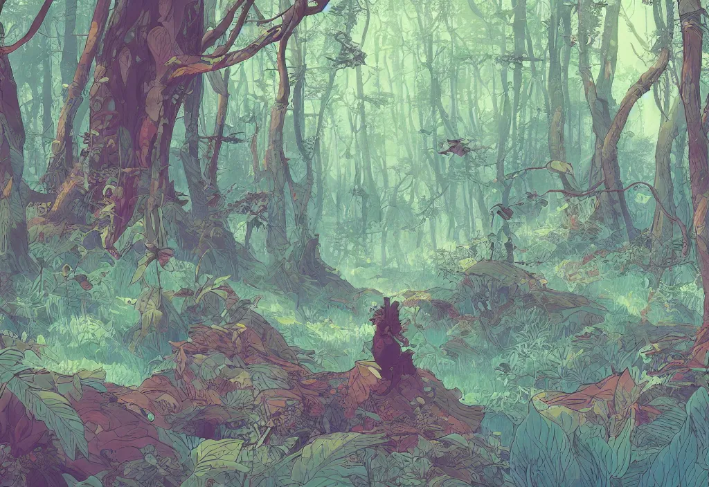 Image similar to handmade illustration of a beautful forest, line art, ink, watercolor by Kilian Eng and by Jake Parker, winning-award masterpiece, fantastic, octane render, 8K HD Resolution, High quality image