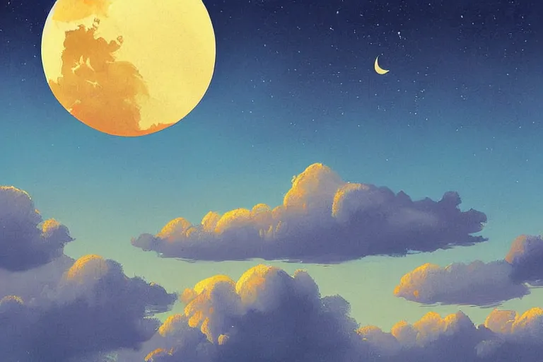 Prompt: sun, moon, sky, land, digital painting, illustrated by max hay