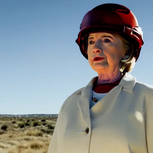Image similar to cinematic shot of hillary clinton in breaking bad