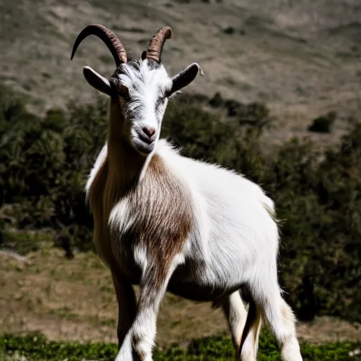 Prompt: A goat standing on top of a horse, 4k high quality photography