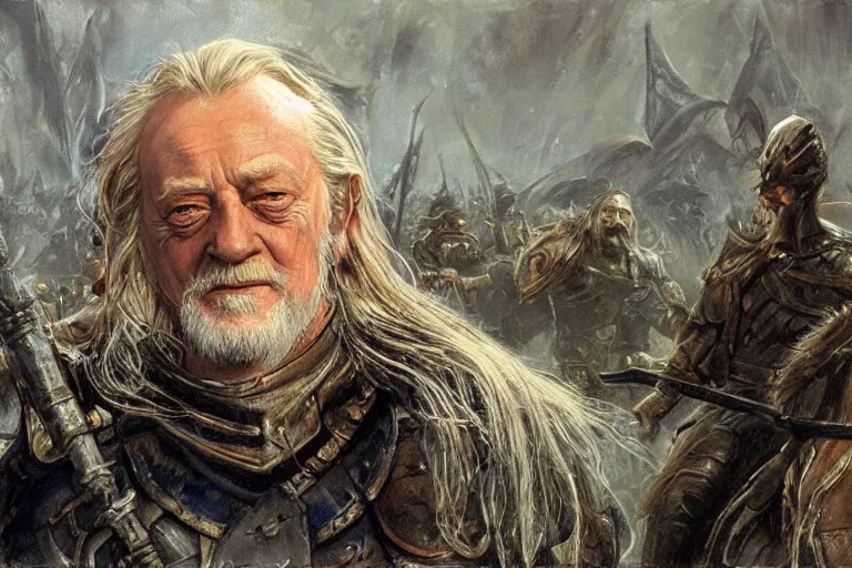 Image similar to Theoden. concept art by James Gurney.