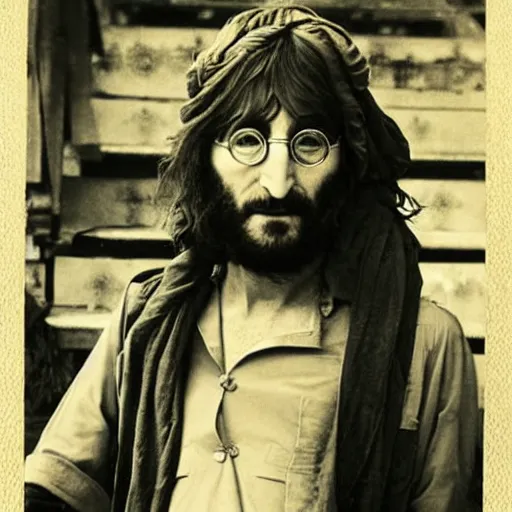 Prompt: a captured photograph of john lennon in the taliban - 5 0 0