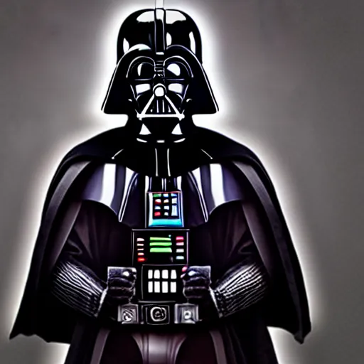 Prompt: darth vader playing with iphone