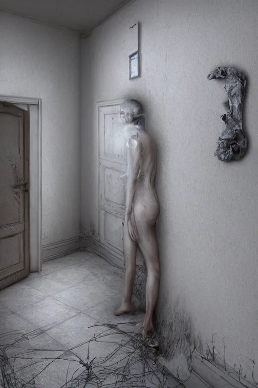 Image similar to ghost that see me when im going to the bathroom, ultra realistic horror, concept art, intricate details, highly detailed, photorealistic, octane render, 8 k