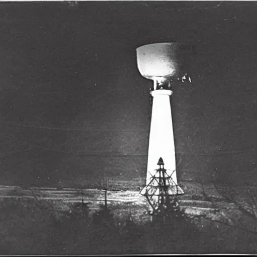 Image similar to 1 9 0 1 photo of nikola tesla wardenclyffe tower and ufo flying fast over in the distance