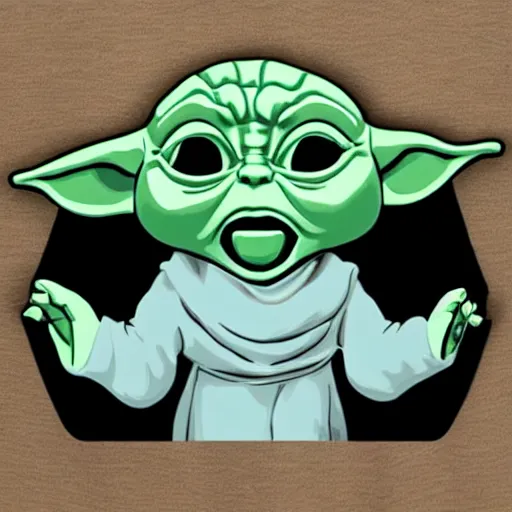 Prompt: baby yoda screaming