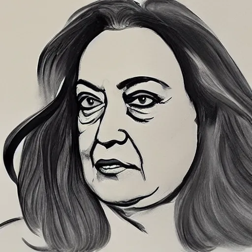 Prompt: sketch for Zaha Hadid portrait