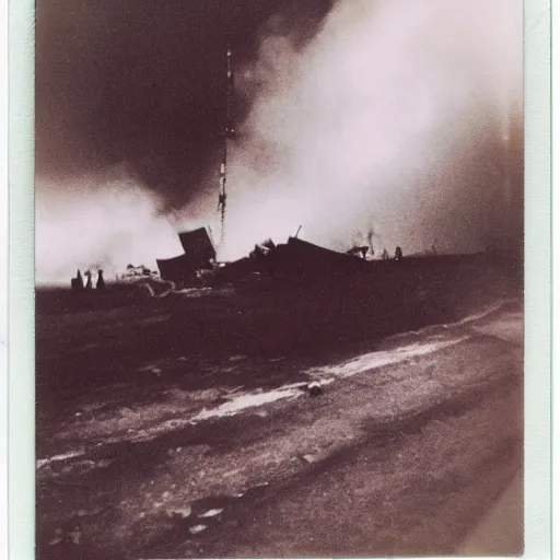 Image similar to polaroid photos of the hindenburg disaster