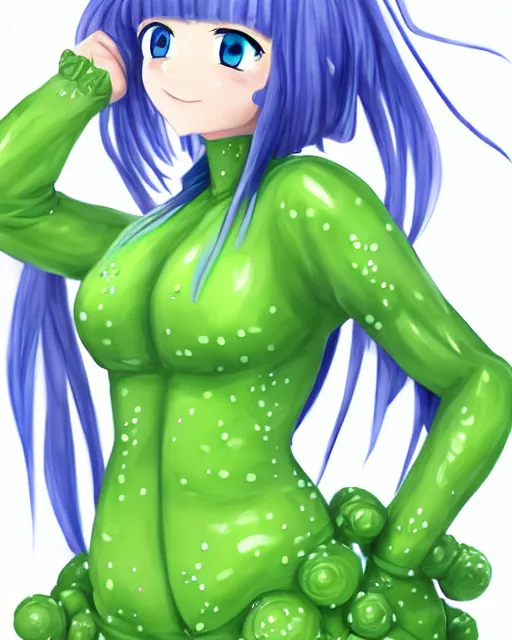Prompt: full body portrait of anthropomorphic slime anime girl waifu
