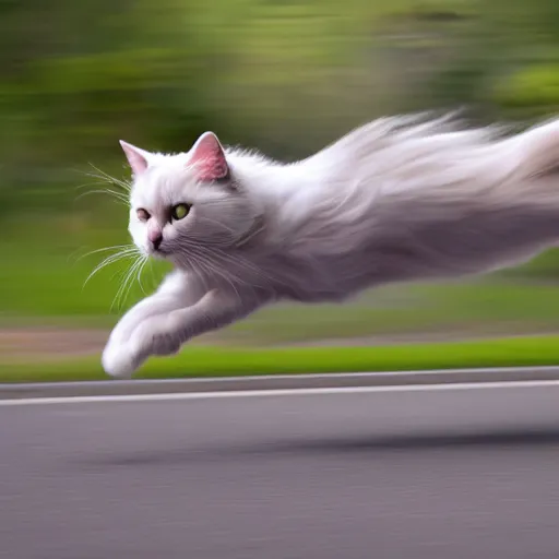 Image similar to photo of hyperspeed flying through space cat running fast with motion blur