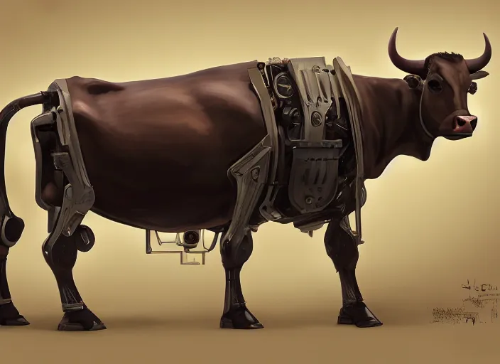 Image similar to a cow robot, concept art, artstation, highly detailed