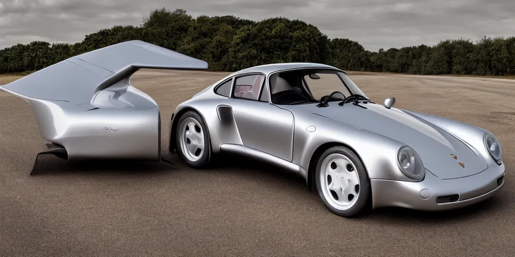 Image similar to porsche 959 with a turbine rocket engine. photo realistic 4k 35mm