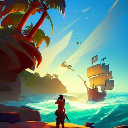 Image similar to painting treasure on sea of thieves game smooth median photoshop filter cutout vector, behance hd by jesper ejsing, by rhads, makoto shinkai and lois van baarle, ilya kuvshinov, rossdraws global illumination