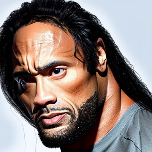 Image similar to the rock if he had long hair
