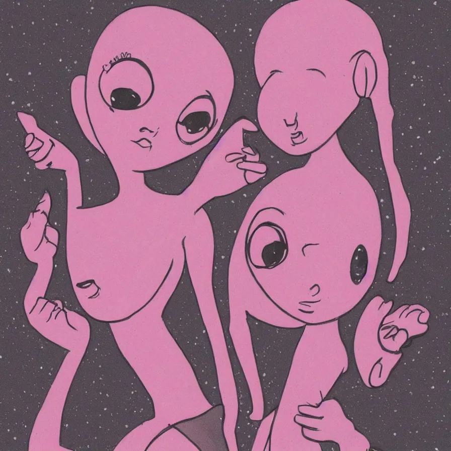 Image similar to beautiful pink little alien girl, profile picture, vintage cartoon