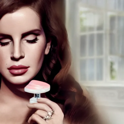 Image similar to Lana del rey in a hand cream commercial, photorealistic, detailed, studio