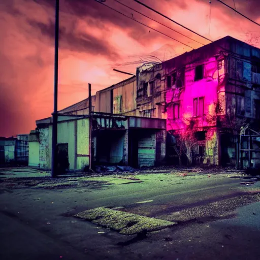 Prompt: urbex urban exploration, synthwave