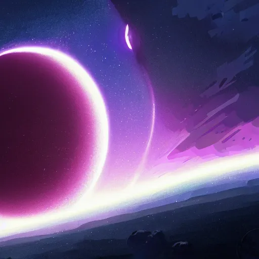 Prompt: a detailed digital painting of a earth - like planet orbiting a large purple sun in space in a sea of stars, by alena aenami, petros afshar and greg rutkowski trending on artstation, deviantart, planet, clouds, earth, exoplanet, stars, nubulae