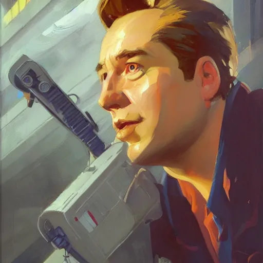 Image similar to greg manchess portrait painting of ghostbuster peter venkman overwatch character, medium shot, asymmetrical, profile picture, organic painting, sunny day, matte painting, bold shapes, hard edges, street art, trending on artstation, by huang guangjian and gil elvgren and sachin teng
