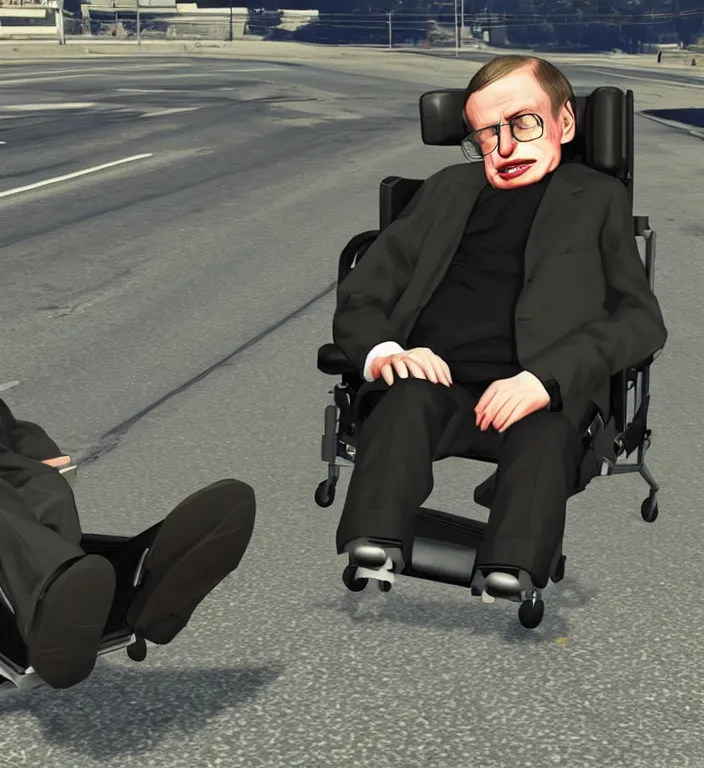 Image similar to stephen hawking in gta 5 screensaver