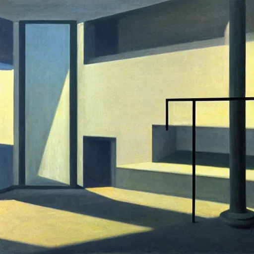 Prompt: surreal concrete maze by edward hopper