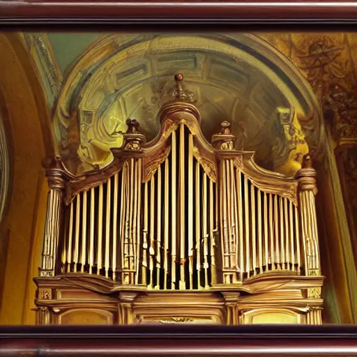 Prompt: tocatta for valheim pipe organ, detailed baroque oil painting