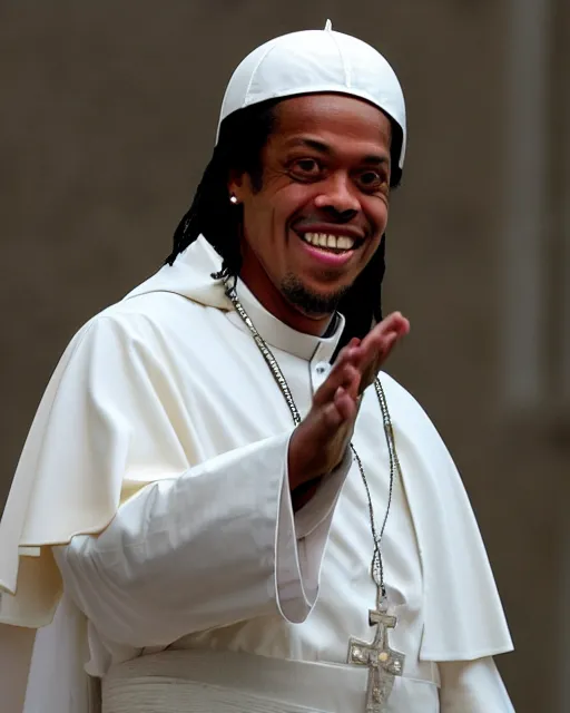 Image similar to ronaldinho as the pope, professional photograph, 4 k