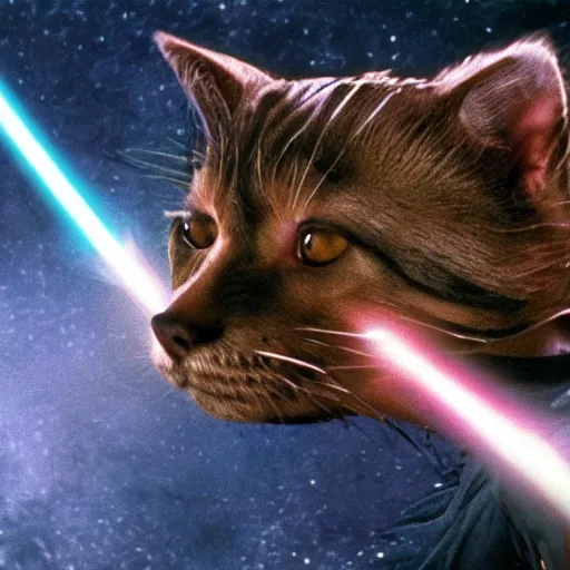 Prompt: a film still of cat - dog hybrid in star wars 1 9 7 7, realistic, photorealistic, detailed,