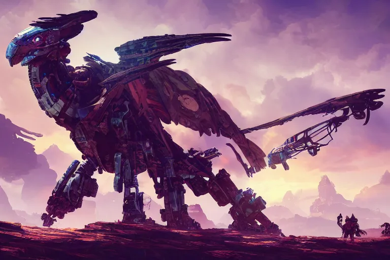 Image similar to stormbird machine mecanical creature robot of horizon forbidden west horizon zero dawn bioluminiscence global illumination ray tracing hdr fanart arstation by ian pesty and alena aenami artworks in 4 k