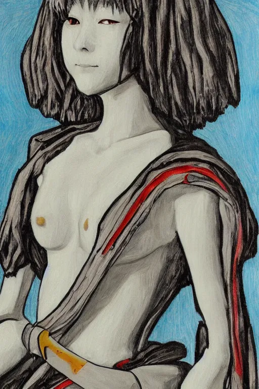 Image similar to detailed portrait of rei ayanami from neon genesis evanglion in the the mona lisa painting