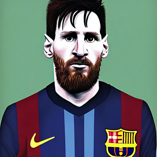 Prompt: a portrait of lionel messi by marry jane ansell