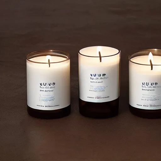 Prompt: nuhr home oud candle in the style of high quality marketing material from Apple or Google