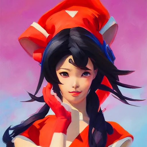 Image similar to greg manchess portrait painting of sailor mars as overwatch character, medium shot, asymmetrical, profile picture, organic painting, sunny day, matte painting, bold shapes, hard edges, street art, trending on artstation, by huang guangjian and gil elvgren and sachin teng