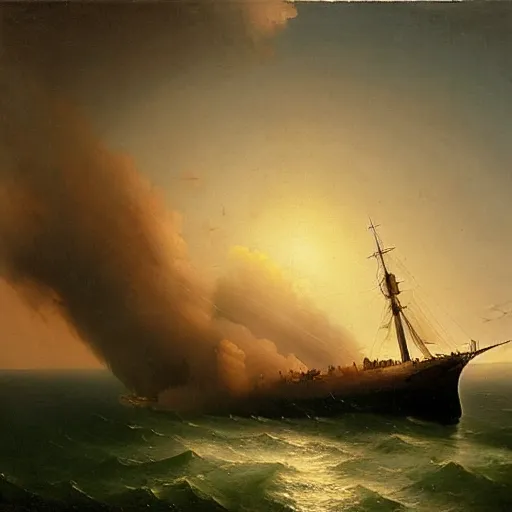 Image similar to uss submarine hmcs thresher painting by hubert robert aivazovsky detailed