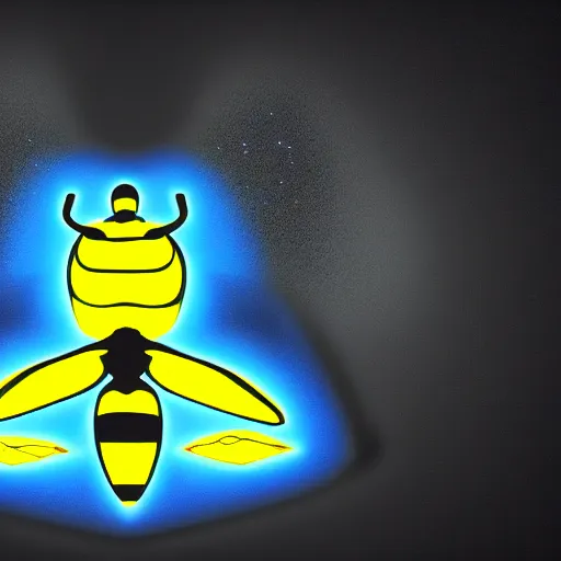 Image similar to human man that resembles a wasp morh in surreal sketch style, blue and yellow gradient, noise, ultrafine detail, hd 8k, logo illustration