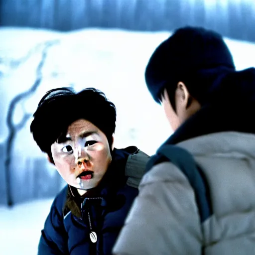 Image similar to movie still of Son Heung-Min in the thing (1982), cinematic,