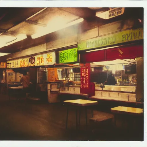 Prompt: polaroid photo of a hawker centre, cinematic lighting