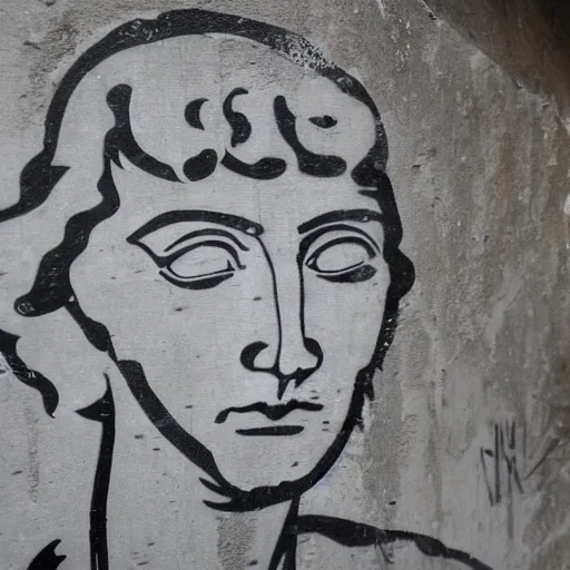 Prompt: graffiti of michelangelo's david, stencil