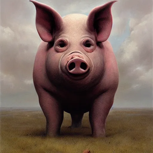 Prompt: anthropomorphic pig is vladimir putin pig hybrid, transformation, macabre, horror, by donato giancola and greg rutkowski and wayne barlow and zdzisław beksinski, realistic face, visible face, digital art