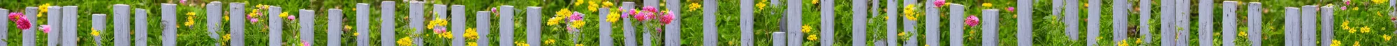 Image similar to wooden fencing with a few small flowers