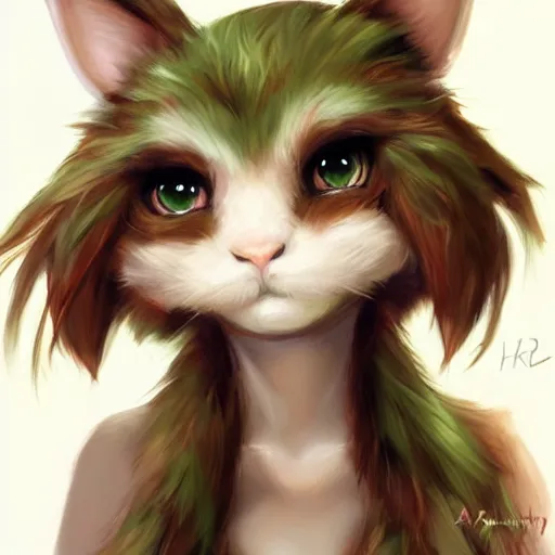 Image similar to cute anthropomorphic bunny, green eyes, brown fur, wlop, artgerm, royo