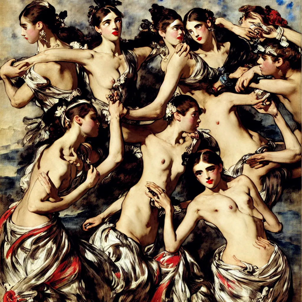 Image similar to fashion advertising campaign by eugene delacroix, highly detailed, intricate