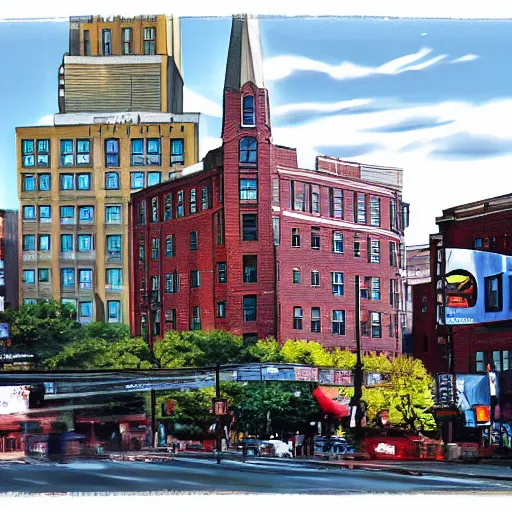 Prompt: kenmore square in boston, photorealism