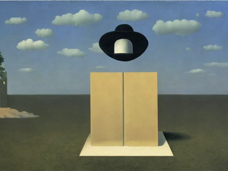 Image similar to painting by rene magritte, high detail, high resolution